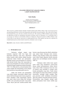 179 Analisis Struktur Naskah Ludruk Lakon Mliwis Hitam