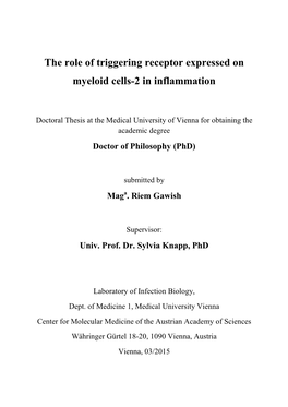 The Role of Triggering Receptor Expressed on Myeloid Cells-2 in Inflammation