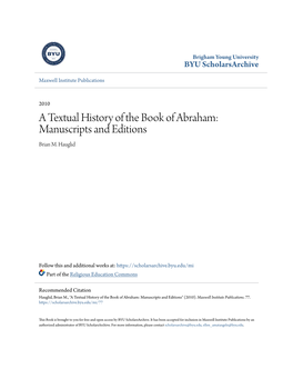 A Textual History of the Book of Abraham: Manuscripts and Editions Brian M