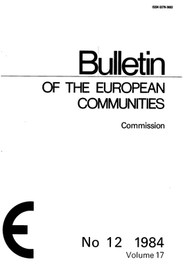 Builetln of the EUROPEAN COMMUNITIES
