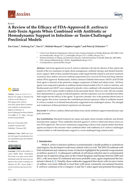 A Review of the Efficacy of FDA-Approved B. Anthracis Anti