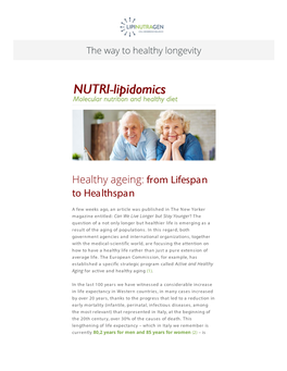 Healthy Ageing: from Lifespan to Healthspan