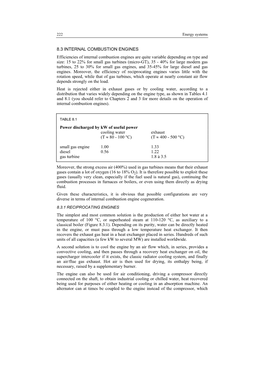 8.3 INTERNAL COMBUSTION ENGINES Efficiencies of Internal