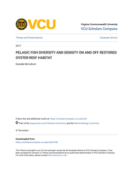 Pelagic Fish Diversity and Density on and Off Restored Oyster Reef Habitat