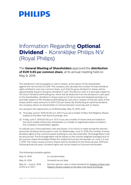 Information Regarding Optional Dividend - Koninklijke Philips N.V