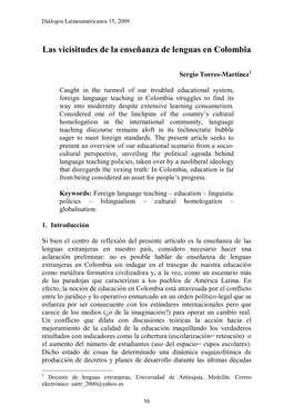 Las Vicisitudes De La Enseñanza De Lenguas En Colombia