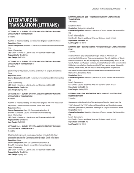 Literature in Translation (LITTRANS) 1