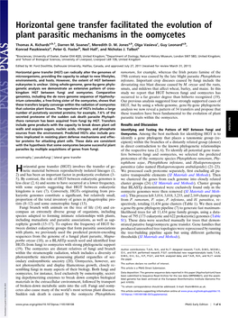 Horizontal Gene Transfer Facilitated the Evolution of Plant Parasitic Mechanisms in the Oomycetes