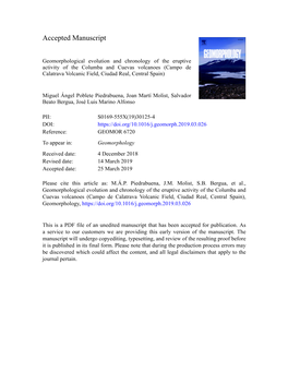 Geomorphological Evolution and Chronology of the Eruptive Activity of the Columba and Cuevas Volcanoes (Campo De Calatrava Volcanic Field, Ciudad Real, Central Spain)