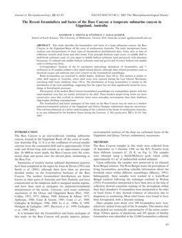 The Recent Foraminifera and Facies of the Bass Canyon: a Temperate Submarine Canyon in Gippsland, Australia