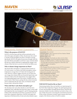 MAVEN Mars Atmosphere and Volatile Evolution Mission