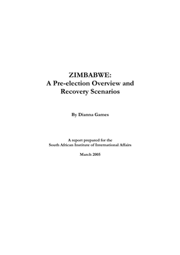 ZIMBABWE: a Pre-Election Overview and Recovery Scenarios