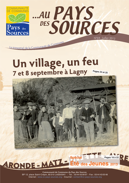 N°64 - Juillet 2013 S Sourcesmune Om Té De C Le Trimestriel De La Communau Un Village, Un Feu 7 Et 8 Septembre À Lagny Pages 24 Et 25