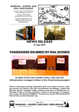 Passengers Snubbed by Rail Bosses!