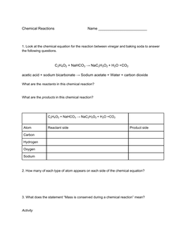 Chemical Reactions Name C2H4O2 + Nahco3