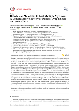 Belantamab Mafodotin to Treat Multiple Myeloma: a Comprehensive Review of Disease, Drug Eﬃcacy and Side Eﬀects