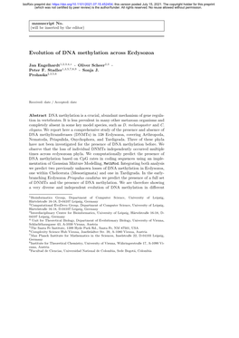 Evolution of DNA Methylation Across Ecdysozoa