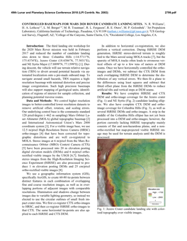 Controlled Basemaps for Mars 2020 Rover Candidate Landing Sites