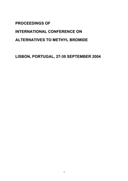 Proceedings of International Conference on Alternatives to Methyl Bromide