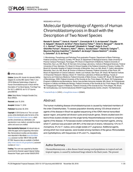 Molecular Epidemiology of Agents of Human Chromoblastomycosis in Brazil with the Description of Two Novel Species