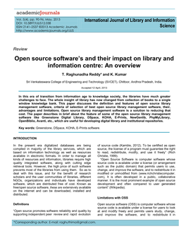 Open Source Software's and Their Impact on Library and Information