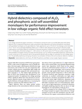 Hybrid Dielectrics Composed of Al2o3 and Phosphonic Acid Self