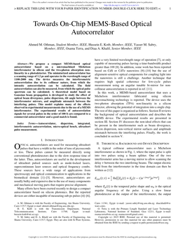 Towards On-Chip MEMS-Based Optical Autocorrelator