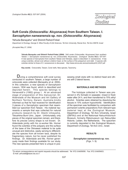 Soft Corals (Octocorallia: Alcyonacea) from Southern Taiwan