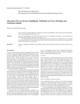 The Genus Floresorchestia (Amphipoda: Talitridae) on Cocos (Keeling) and Christmas Islands