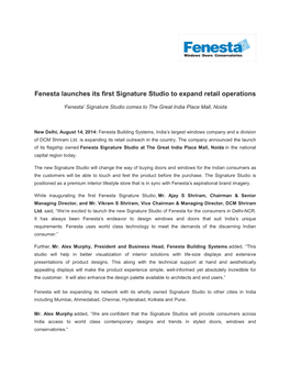Fenesta Launches Its First Signature Studio to Expand Retail Operations