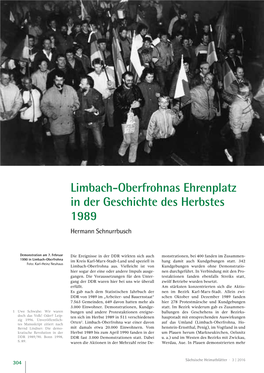 Sächsische Heimatblätter · 3 | 2016 304 Limbach-Oberfrohnas Ehrenplatz in Der Geschichte Des Herbstes 1989