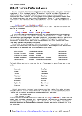 Metre in Poetry and Verse