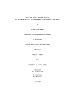 Discourse, Disease and Displacement: Interrogating Selected South African Textual Constructions of Aids