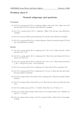 Problem Sheet 8 Normal Subgroups and Quotients