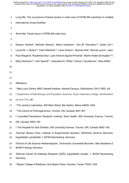 The Occurrence of Tarsal Injuries in Male Mice of C57BL/6N Substrains in Multiple