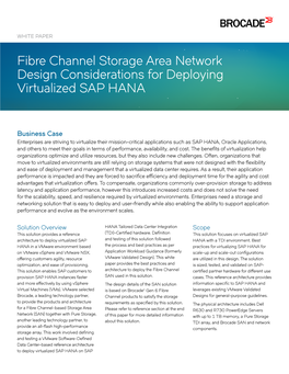 Fibre Channel Storage Area Network Design Considerations for Deploying Virtualized SAP HANA