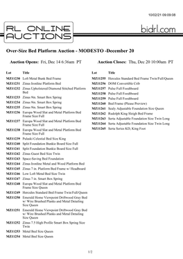 Over-Size Bed Platform Auction - MODESTO -December 20