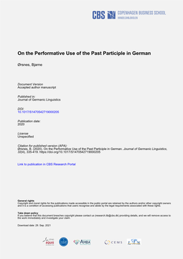 On the Performative Use of the Past Participle in German