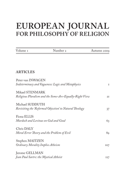 European Journal for Philosophy of Religion