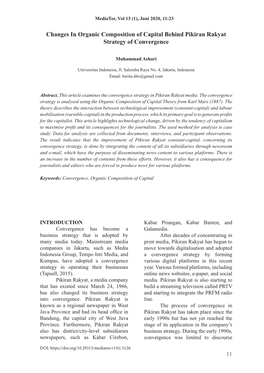 Changes in Organic Composition of Capital Behind Pikiran Rakyat Strategy of Convergence