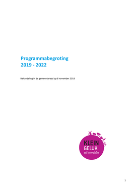 Programmabegroting 2019-2022 Gemeente Roerdalen