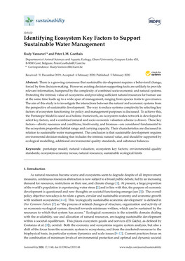 Identifying Ecosystem Key Factors to Support Sustainable Water Management