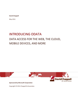 Introducing Odata Data Access for the Web, the Cloud, Mobile Devices, and More