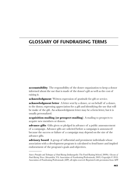 Glossary of Fundraising Terms