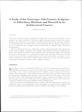 A Study of the Grotesque 14Th-Century Sculpture at Adderbury, Bloxhaill and Hanwell in Its Architectural Context