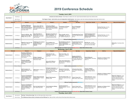 2019 Conference Schedule