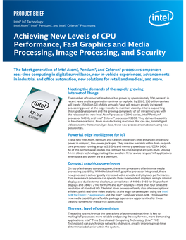 Product Brief: Intel® Atom™ Processor E3900 Series, Intel® Celeron