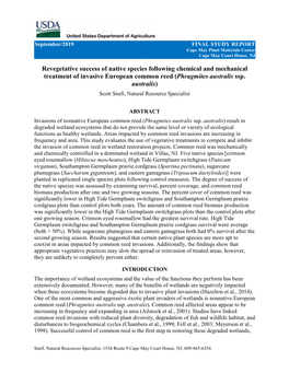 Revegetative Success of Native Species Following Chemical and Mechanical Treatment of Invasive European Common Reed (Phragmites Australis Ssp