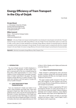 Energy Efficiency of Tram Transport in the City of Osijek