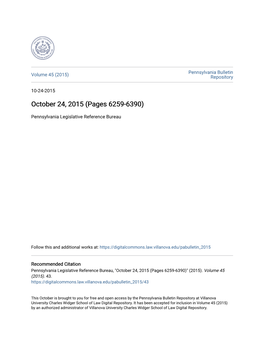 October 24, 2015 (Pages 6259-6390)